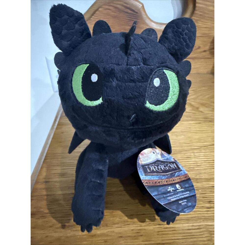 Universal Studios Night Fury Toothless Black Dragon Sitting Plush Doll New 7”